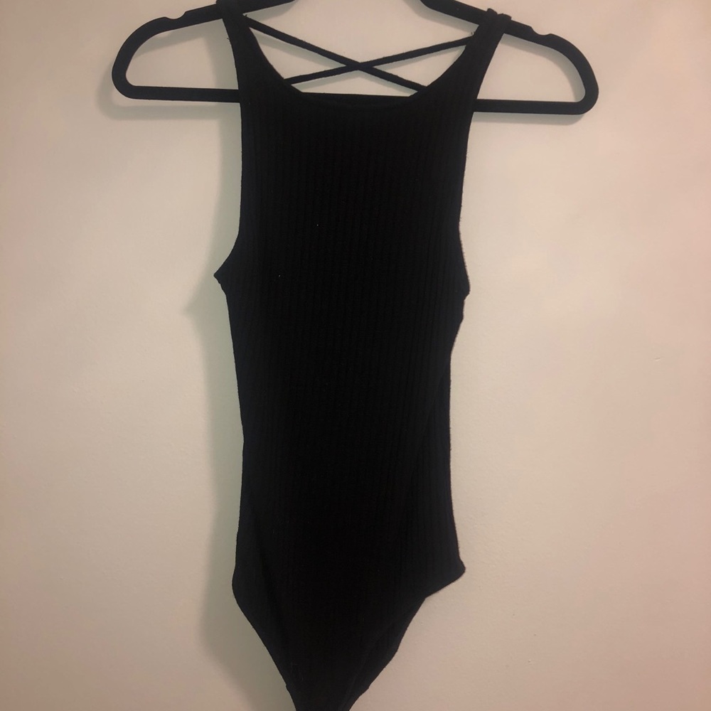 Black CrissCross Back Bodysuit - Medium